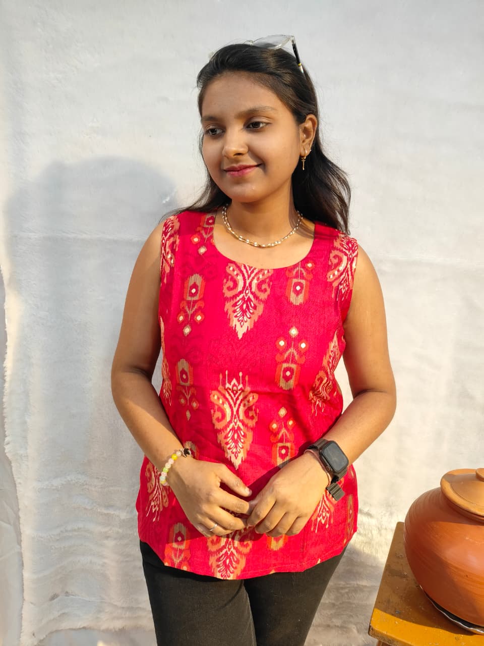 Ruby Ikat Vartican short kurti