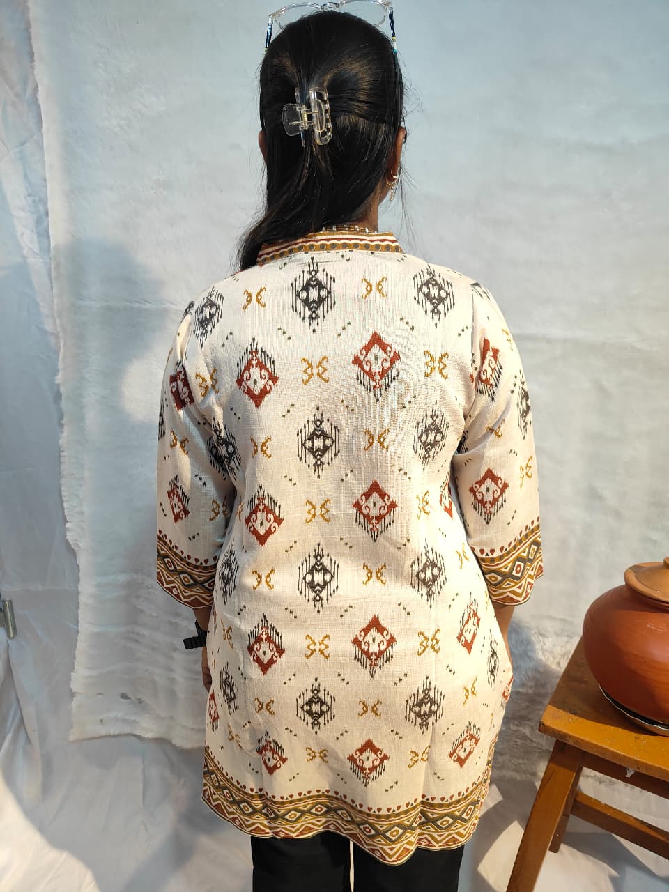 Ivory Vartican print short kurti