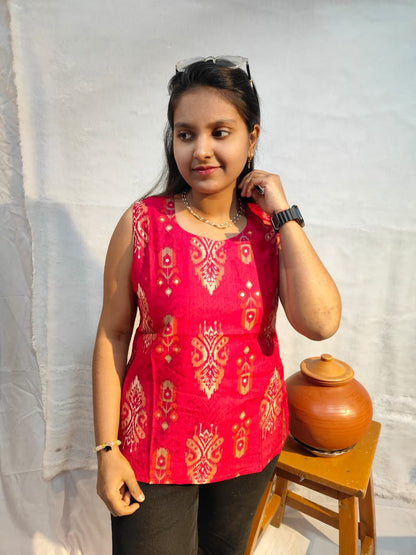 Ruby Ikat Vartican short kurti