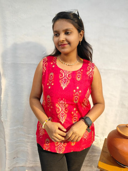 Ruby Ikat Vartican short kurti