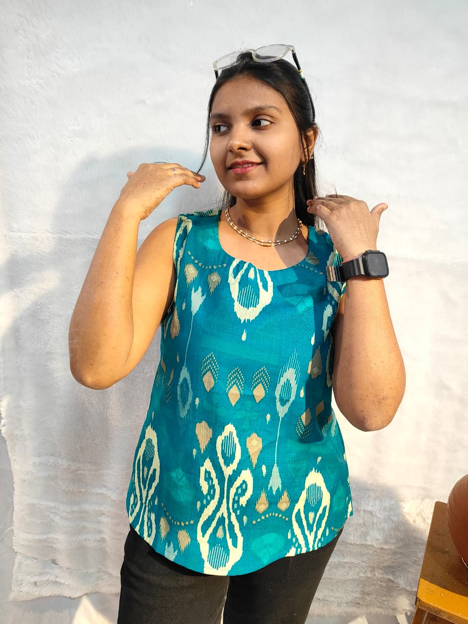 Turquoise charm Ethinic short kurti