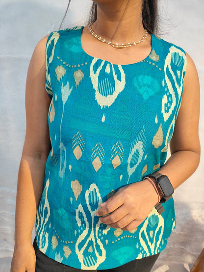 Turquoise charm Ethinic short kurti