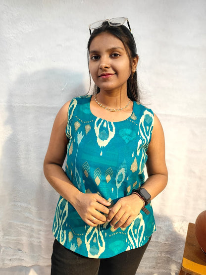 Turquoise charm Ethinic short kurti