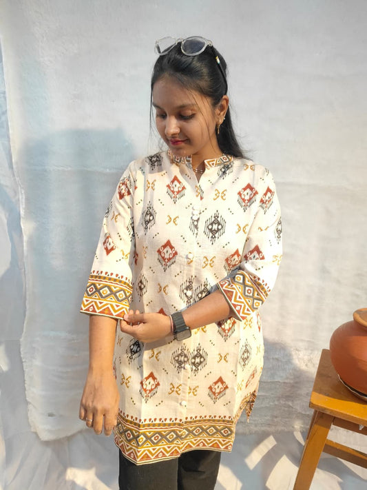 Ivory Vartican print short kurti