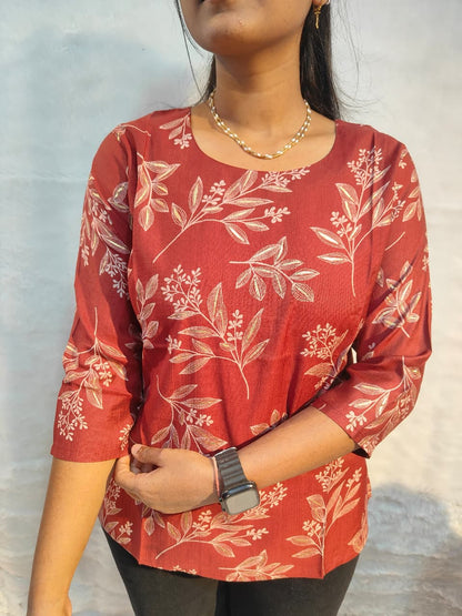 Rust bloom short kurti