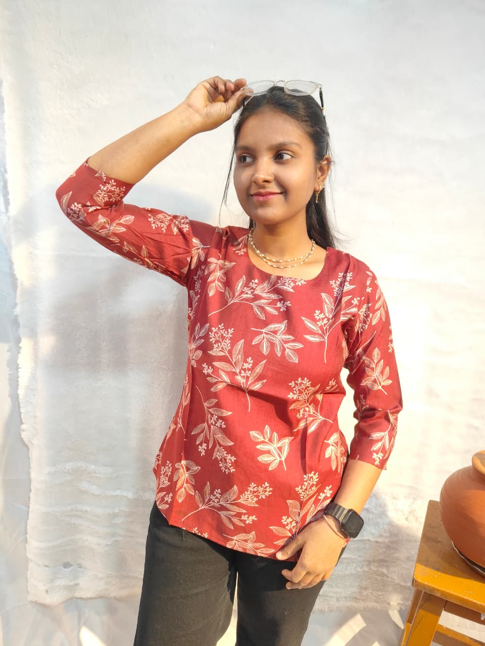 Rust bloom short kurti
