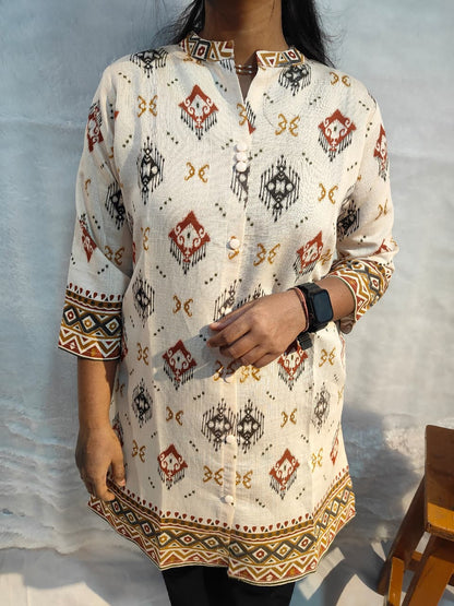 Ivory Vartican print short kurti