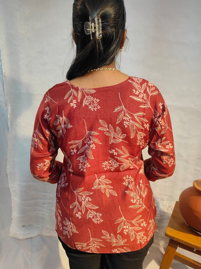 Rust bloom short kurti