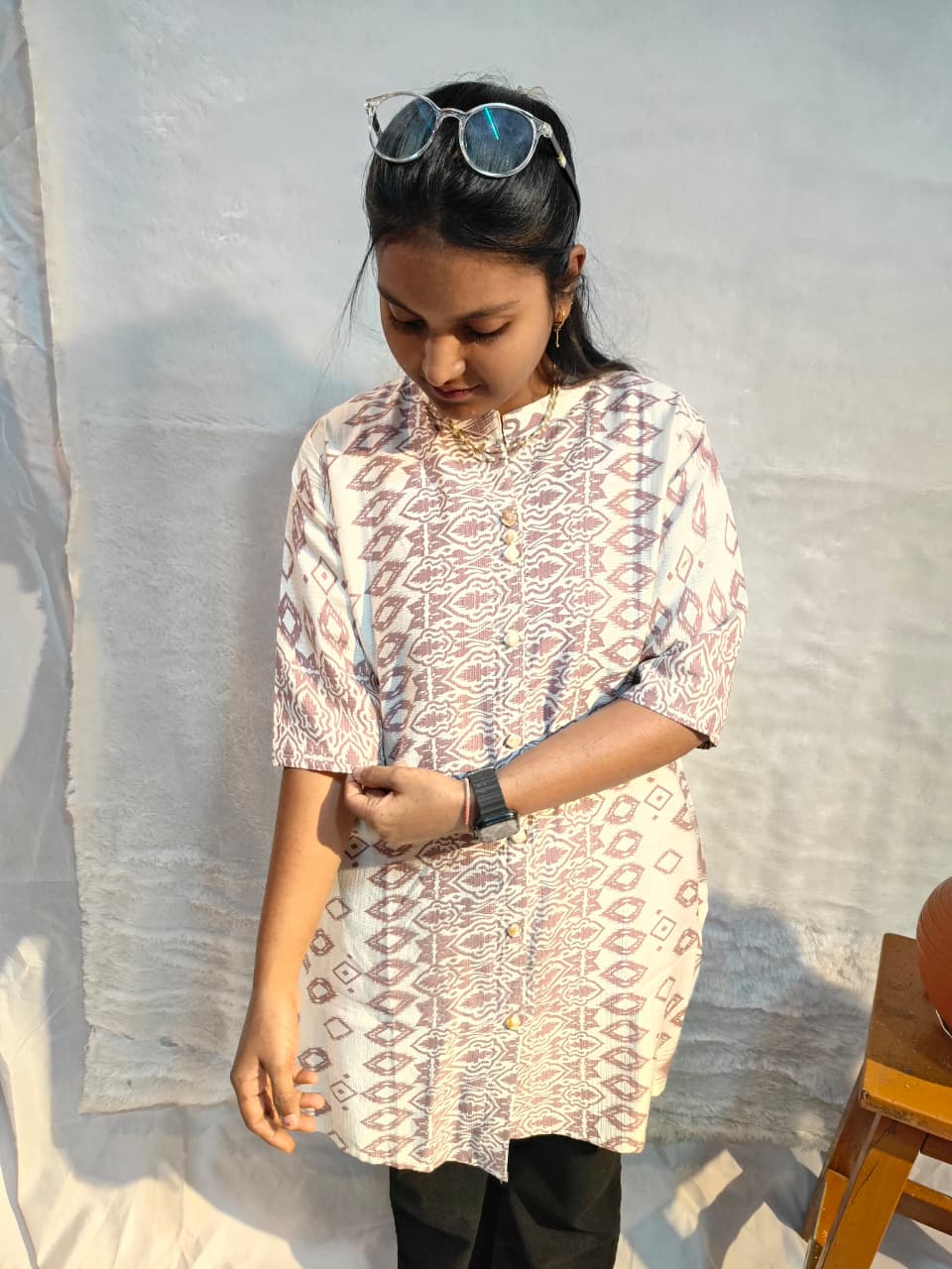 Ivory Vartican print short kurti