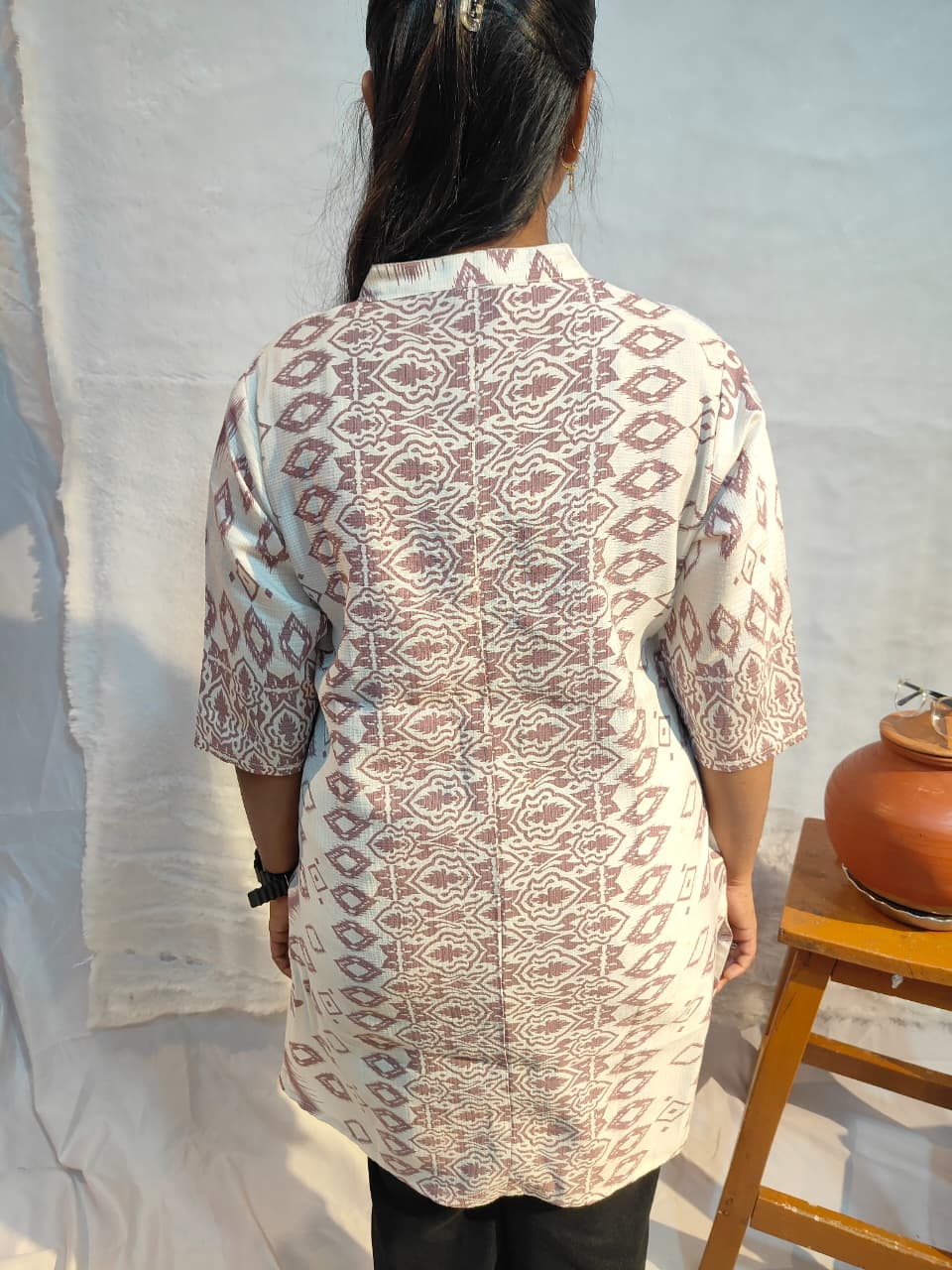 Ivory Vartican print short kurti