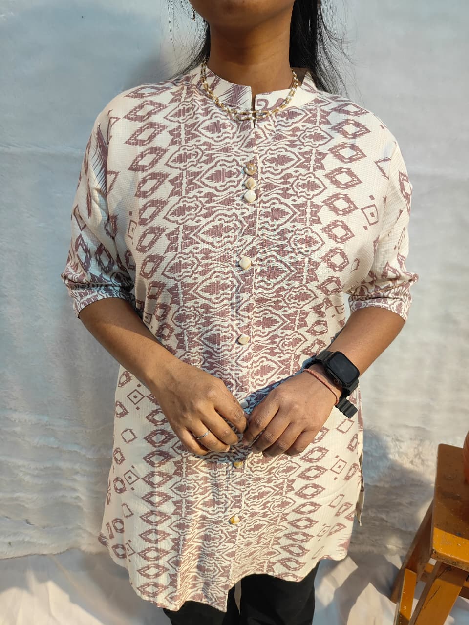 Ivory Vartican print short kurti