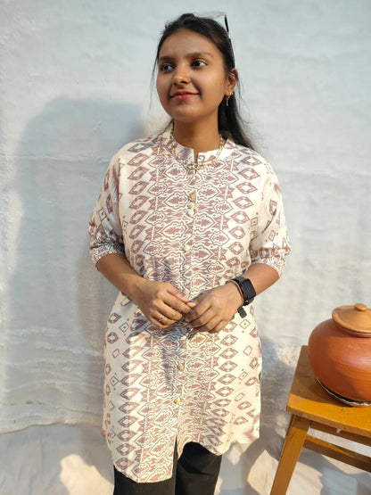 Ivory Vartican print short kurti